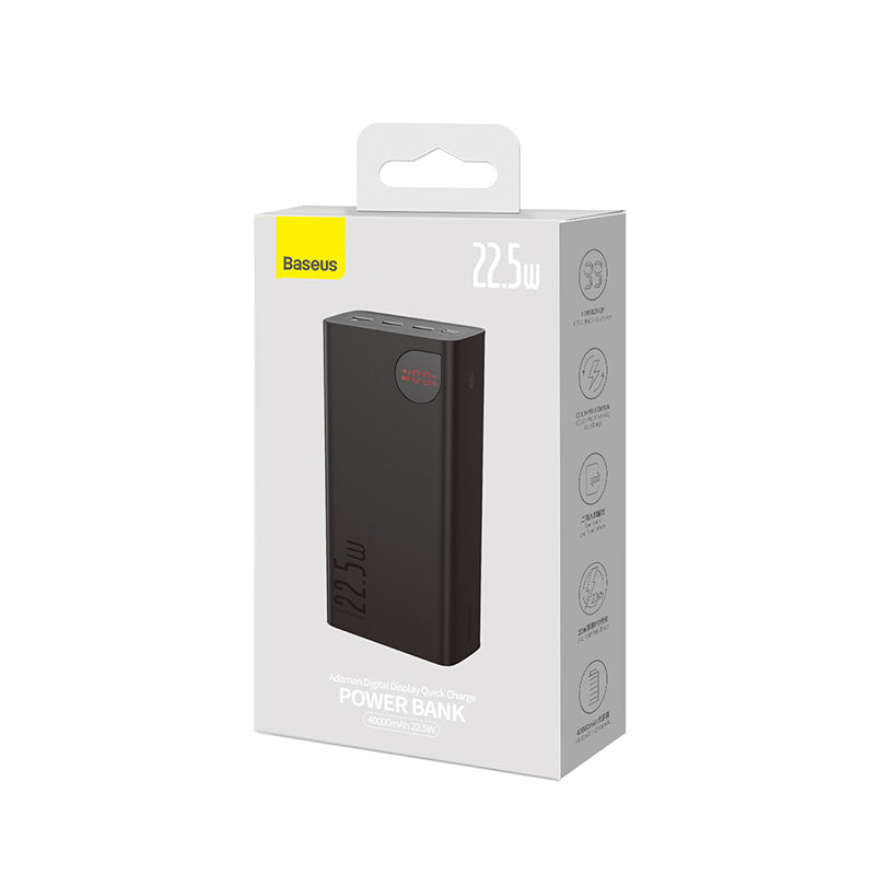 Baseus Adaman Digital Display Fast Charge Power Bank 40000mAh 22.5W (With Simple Series Charging Cable USB to Type-C 0.3m Black)