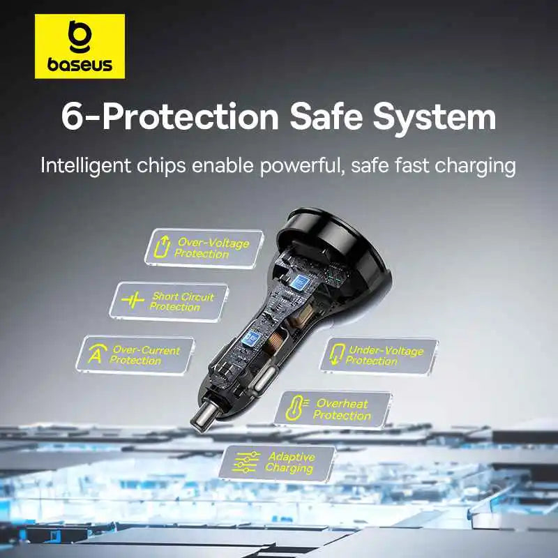 Baseus Multi-Port Fast Charge Car Charger C+C+U 152.5W