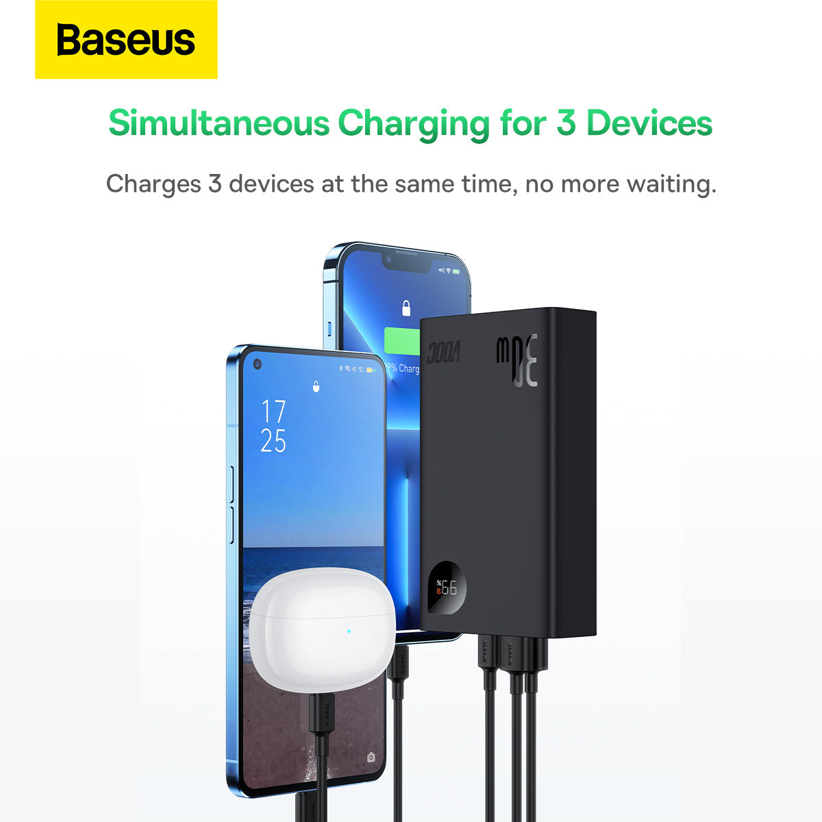 Baseus Adaman2 Digital Display Fast Charge Power Bank 20000mAh 30W (VOOC Edition)( With Simple Series Charging Cable USB to Type-C 3A 0.3m Black)