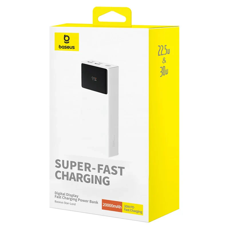Baseus Star-Lord Digital Display Fast Charging Power Bank 20000mAh 30W (With Simple Series Charging Cable USB to Type-C 3A 0.3m Black)