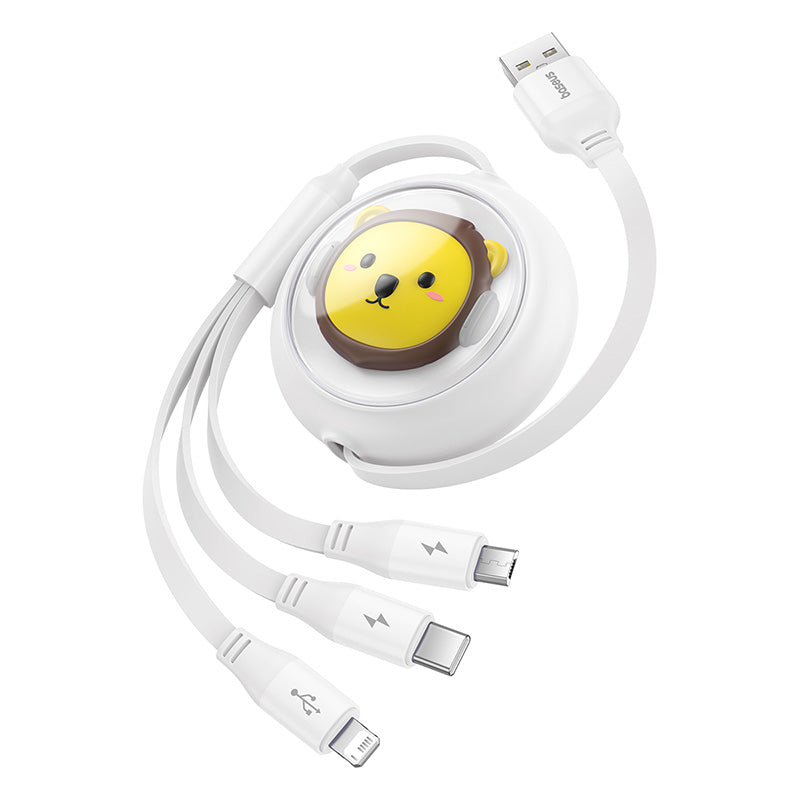 Baseus Leo Retractable Charging Cable 3-in-1 USB to M+L+C 3.5A 1.1m
