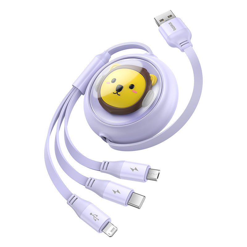 Baseus Leo Retractable Charging Cable 3-in-1 USB to M+L+C 3.5A 1.1m