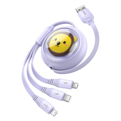 Baseus Leo Retractable Charging Cable 3-in-1 USB to M+L+C 3.5A 1.1m