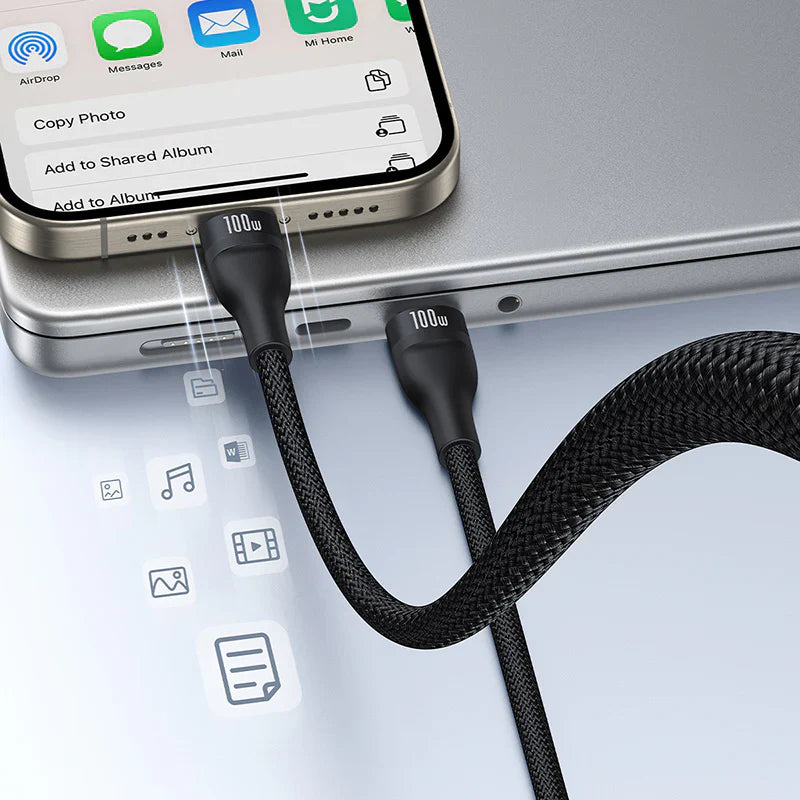 Baseus Flash Series 3 One-for-three Fast Charging Cable Type-C to C+C+L 100W 1.5m Cluster Black