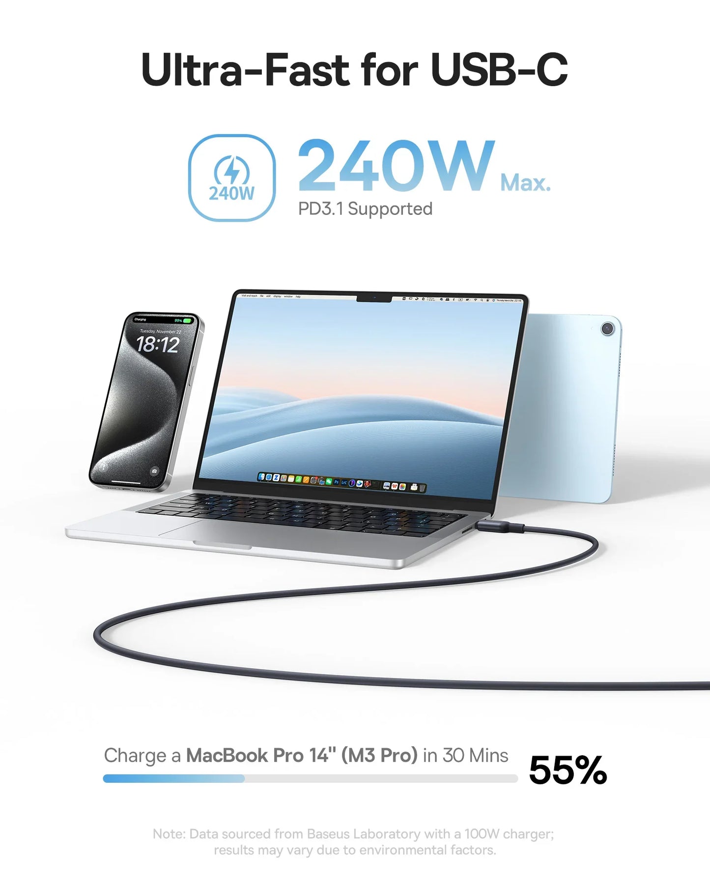 Baseus PicoGo Magnetic USB-C to USB-C Cable 240W