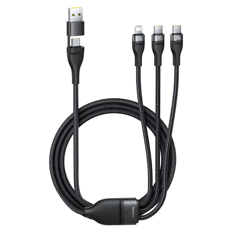Baseus Flash Series 3 Two-For-Three Fast Charging Cable U+C To C+C+L 100W