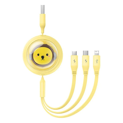 Baseus Leo Retractable Charging Cable 3-in-1 USB to M+L+C 3.5A 1.1m