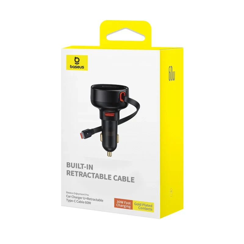 Baseus Enjoyment Pro Retractable USB-C Car Charger 60W