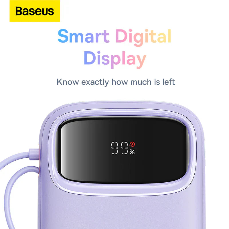 Baseus Qpow2 Dual-Cable Digital Display Fast Charge Power Bank 10000mAh 22.5W（With: Simple charging cable  Type-C  3A 0.3m )