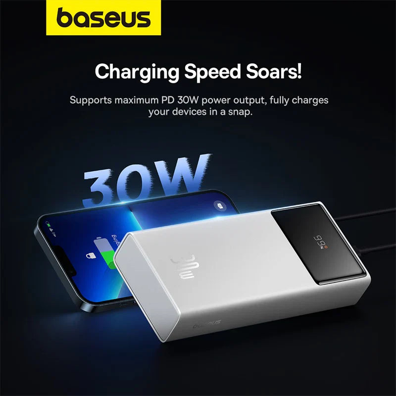 Baseus Star-Lord Digital Display Fast Charging Power Bank 20000mAh 30W (With Simple Series Charging Cable USB to Type-C 3A 0.3m Black）