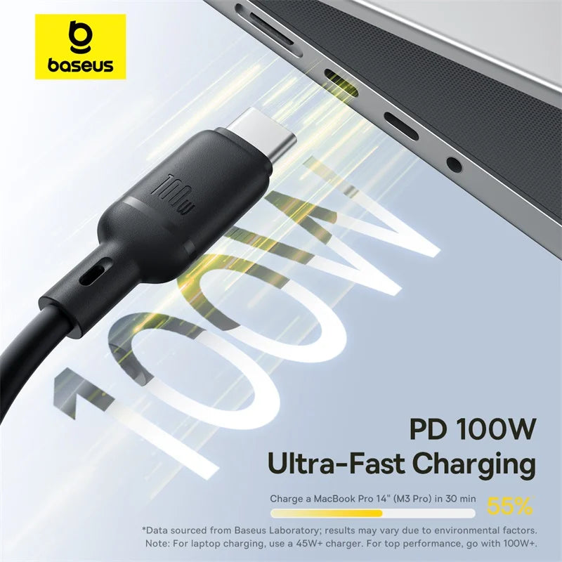 Baseus Silky One-for-Three Fast Charging Cable USB-C to M+L+C 100W 1.5m Cosmic Black 