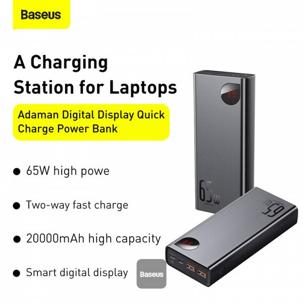 Baseus Adaman Metal Digital Display Quick Charge Power Bank 20000mAh 65W 