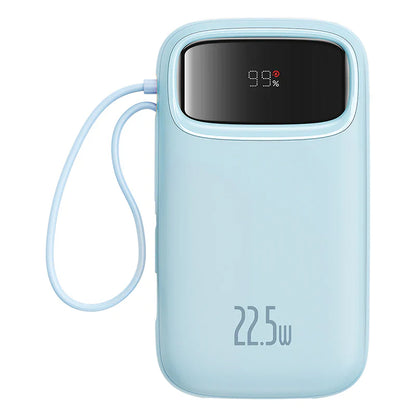 Baseus Qpow2 Dual-Cable Digital Display Fast Charge Power Bank 20000mAh 22.5W (With: Simple charging cable  Type-C  3A 0.3m  Black)