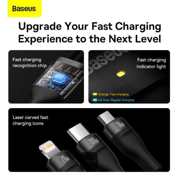 Baseus Flash Series 2 Two-for-three Charging Cable U+C to M+L+C 100W 1.2m