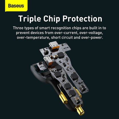 Baseus Car Charger 160W Qualcomm Quick Charge 5 Technology 2C+U With 100w Type-C Cable