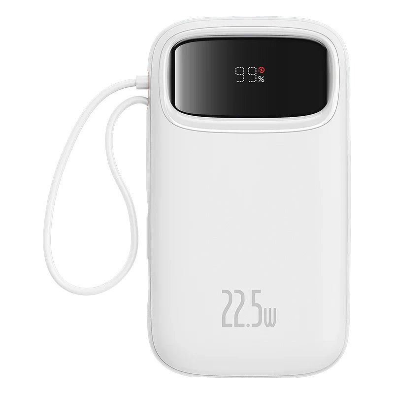 Baseus Qpow2 Dual-Cable Digital Display Fast Charge Power Bank 20000mAh 22.5W (With: Simple charging cable  Type-C  3A 0.3m  Black)