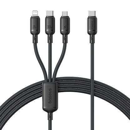 Baseus Silky One-for-Three Fast Charging Cable USB-C to M+L+C 100W 1.5m Cosmic Black 