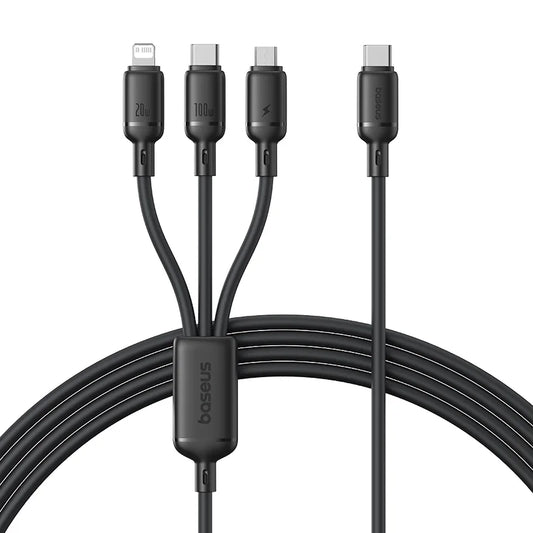 Baseus Silky One-for-Three Fast Charging Cable USB-C to M+L+C 100W 1.5m Cosmic Black 