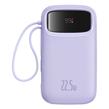 Baseus Qpow2 Dual-Cable Digital Display Fast Charge Power Bank 20000mAh 22.5W (With: Simple charging cable  Type-C  3A 0.3m  Black)