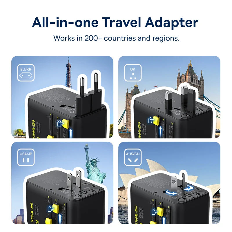 Baseus PicoGo AG11 Universal Travel Adapter 2AC+2U+2C 45W