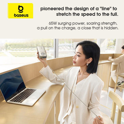 Baseus Nomos Digital Display Fast-Charging PowerBank With Retractable Cable USB-C Edition 20,000 mAh 65W