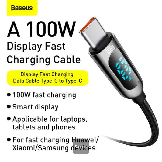 Baseus Display Fast Charging Data Cable Type-C to Type- C 100W