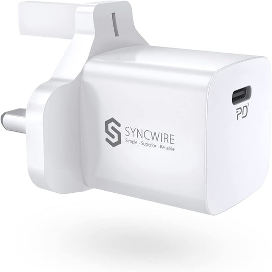 30W USB-C Fast Charger UK 3-Pin | Syncwire PD Wall Adapter