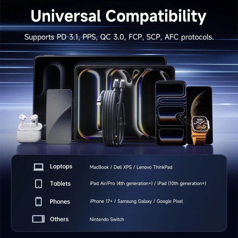 Baseus Flash 4 2-in-1 Fast Charging Cable USB-C to C+C 140W 1.5m Cosmic Black