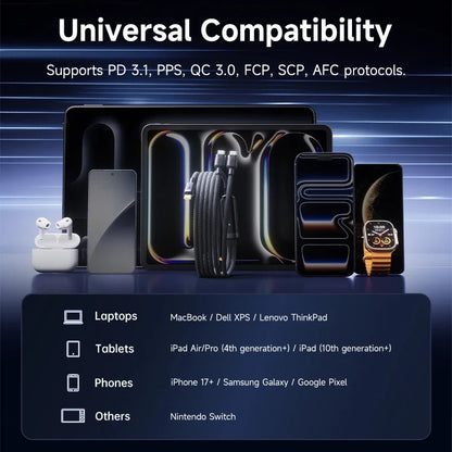 Baseus Flash 4 2-in-1 Fast Charging Cable USB-C to C+C 140W 1.5m Cosmic Black