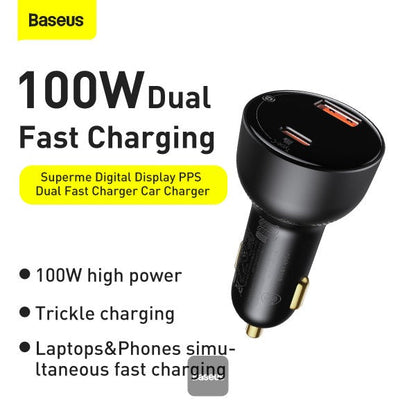 Baseus Superme Digital Display PPS Dual Quick Charger Car Charger