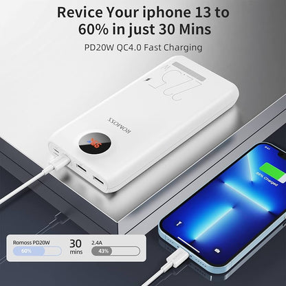 ROMOSS SW20PFS 20000mAh Power Bank ORIGINAL  – 22.5W Fast Charging | PD & QC 4.0 | Dual Input/Output