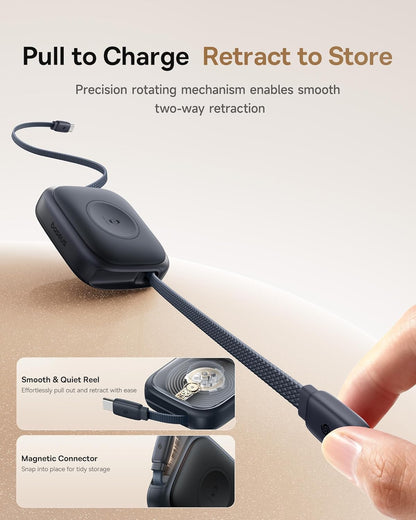 Baseus Retractable USB C Cable for Apple Watch, 100W 5A Fast Charging Cable with 2.5W Max Wireless Charger