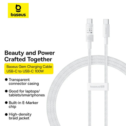 Baseus Gem Fast-Charging Data Cable USB-C to USB-C 100W