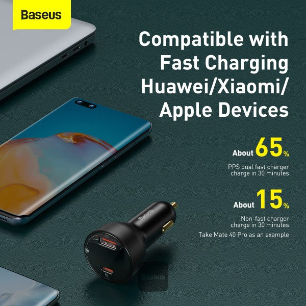 Baseus Superme Digital Display PPS Dual Quick Charger Car Charger