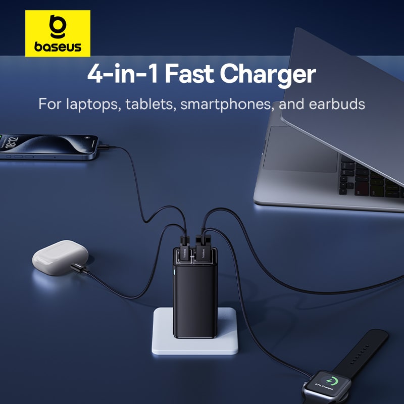 Baseus GaN6 Pro Fast Charger 2C+2U 100W US (With:Mini White Cable Type-C to Type-C100W(20V/5A) 1m