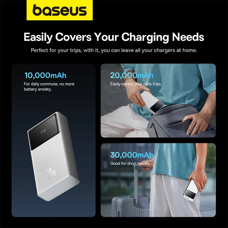 Baseus Star-Lord Digital Display Fast Charging Power Bank 20000mAh 30W (With Simple Series Charging Cable USB to Type-C 3A 0.3m Black）