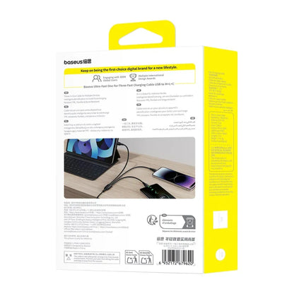 Baseus Ultra-Fast 3 in 1 Fast Charging Cable USB to Micro USB Lightning USB-C 3.5A 1.3m