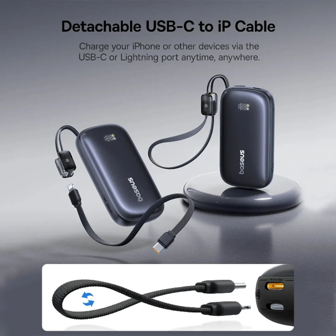Baseus EnerFill FC21 Qpow 3 Ultra Digital Display Power Bank with Detachable Cable 10000mAh 22.5W
