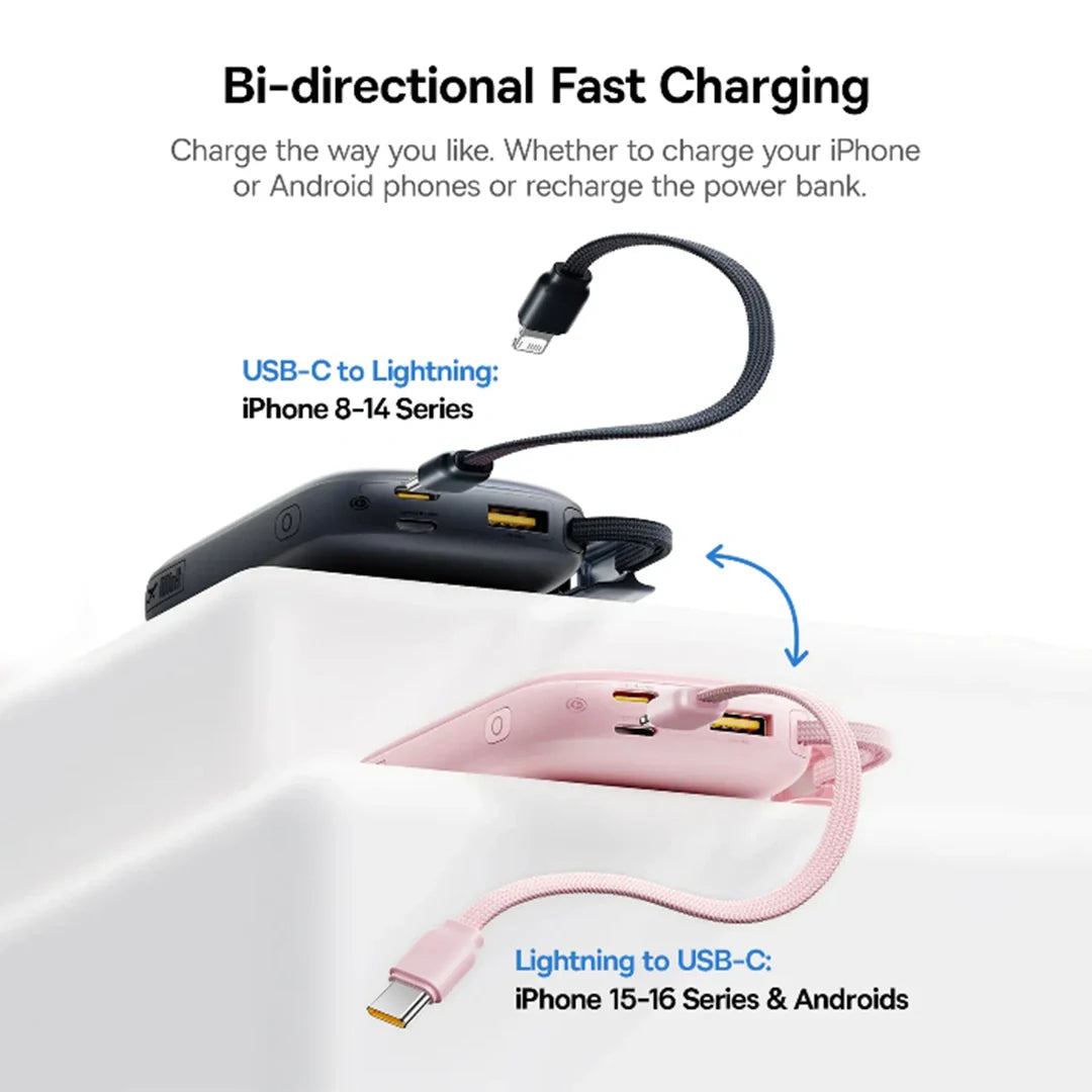Baseus EnerFill FC21 Qpow 3 Ultra Digital Display Power Bank with Detachable Cable 10000mAh 22.5W