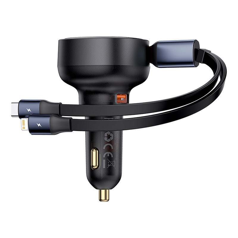 Baseus Enjoyment Pro Car Charger U+Retractable C & iP Cable 60W
