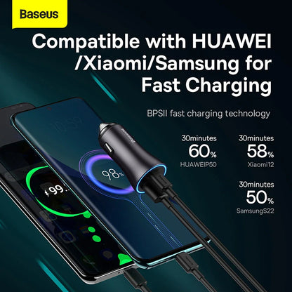 Baseus Golden Contactor Max Dual Fast Charger Car Charger U+C 60W