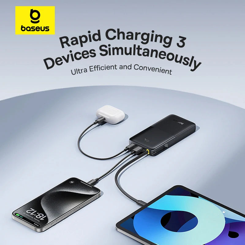 Baseus Bipow 2 Digital Display Power Bank 10000mah 20W With Built-in Type C Cable