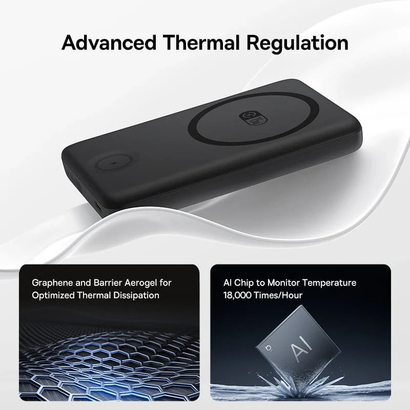 Baseus EnerFill FT11 Magnetic Power Bank for iWatch and Phone 10000mAh 27W Cosmic Black 