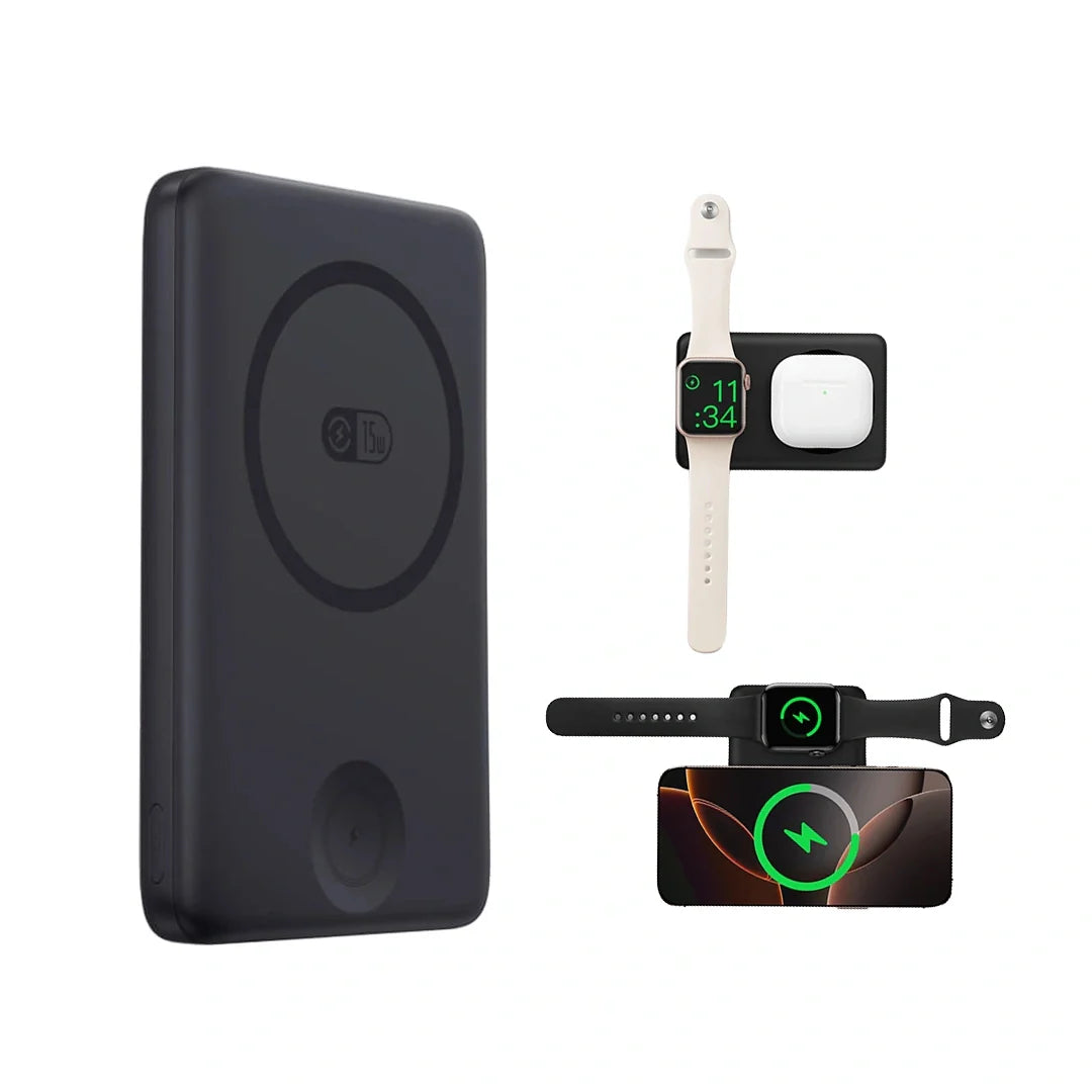 Baseus EnerFill FT11 Magnetic Power Bank for iWatch and Phone 10000mAh 27W Cosmic Black 