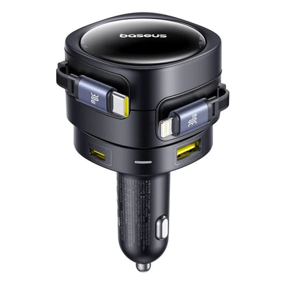 Baseus Enjoyment Max Car Charger C+L Cables & U+C Ports 90W Cosmic Black