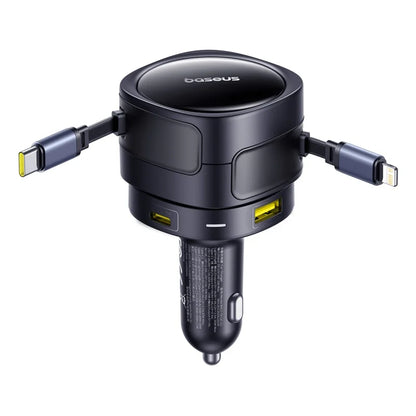 Baseus Enjoyment Max Car Charger C+L Cables & U+C Ports 90W Cosmic Black