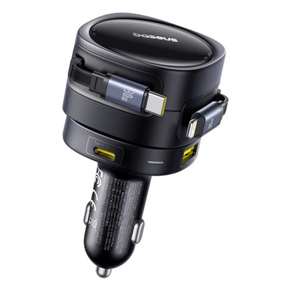 Baseus Enjoyment Max Car Charger C+L Cables & U+C Ports 90W Cosmic Black