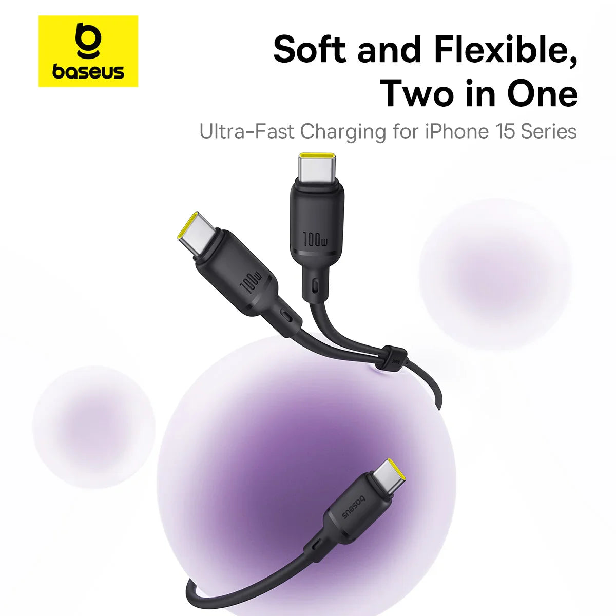 Baseus New Pudding Series Fast Charging Cable Type-C to Type-C 100W 1.5m Cluster Black 