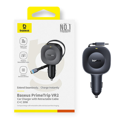 Baseus PrimeTrip VR2 Car Charger with Retractable Cable C+C 30W