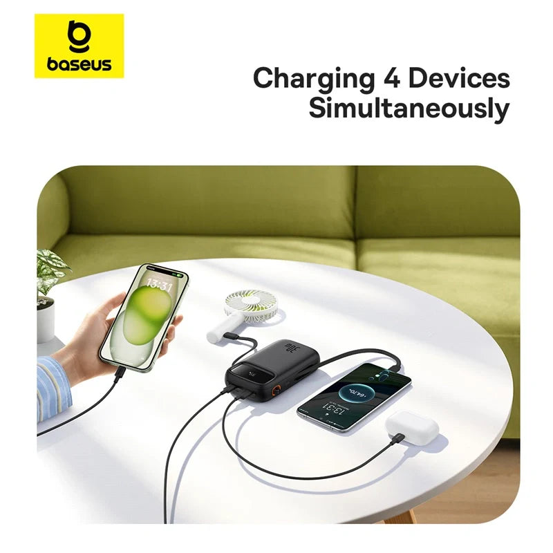 Baseus QPow 2 Digital Display Fast-Charging Power Bank with 2 Built-in Type-C Cable 20000mAh 30W